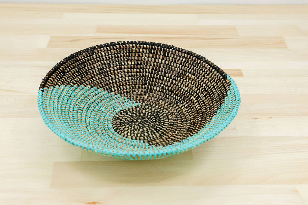 African Wall Basket / Bowl, sweet grass, multi-color