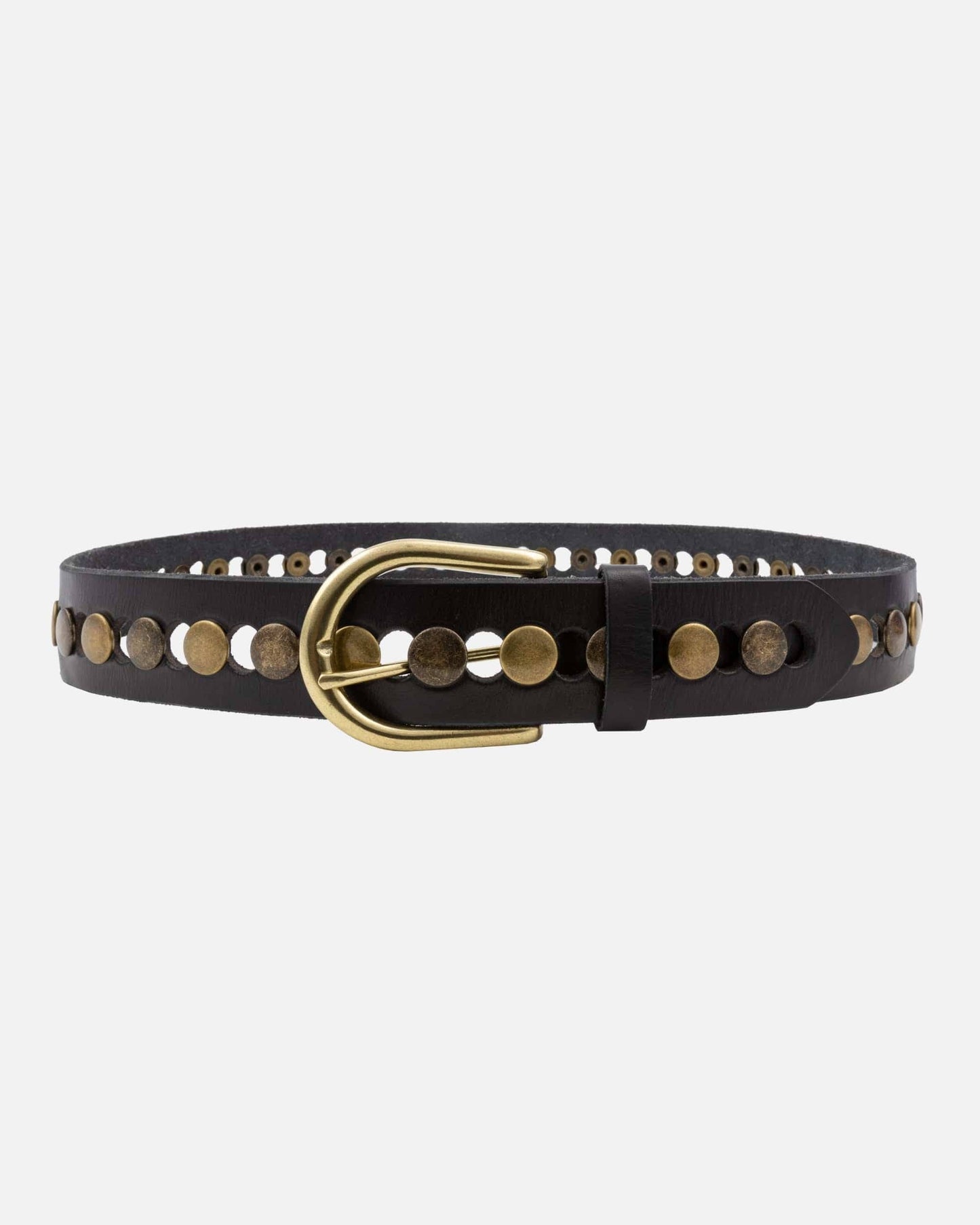 Jasmyn | All Over Gold Studded Full Grain Leather Belt Women