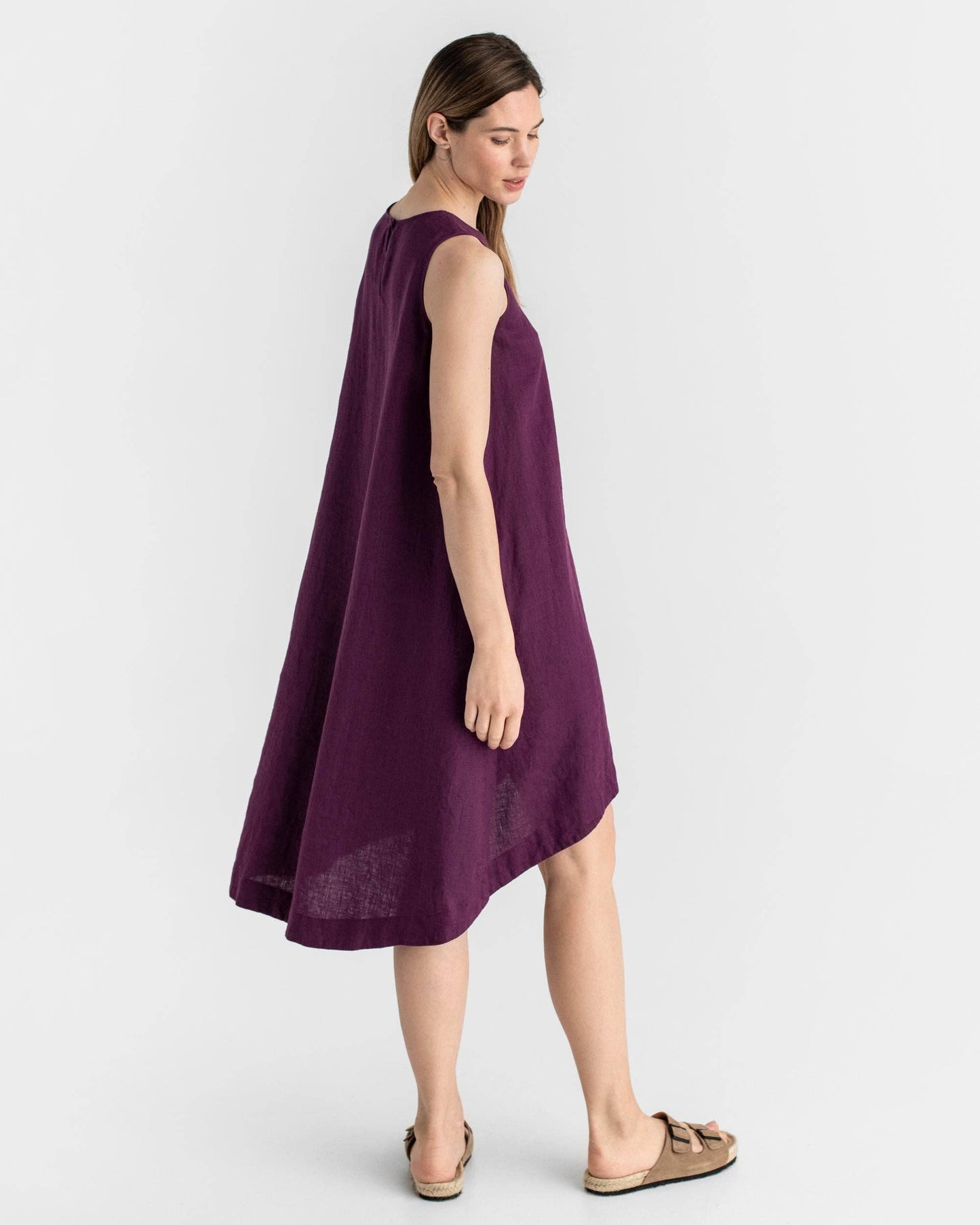 Royal TOSCANA linen dress in Royal purple