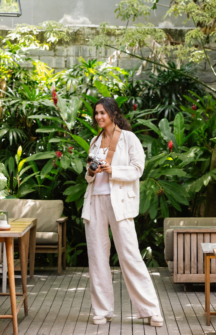 Wide leg linen pants ROME in Natural melange
