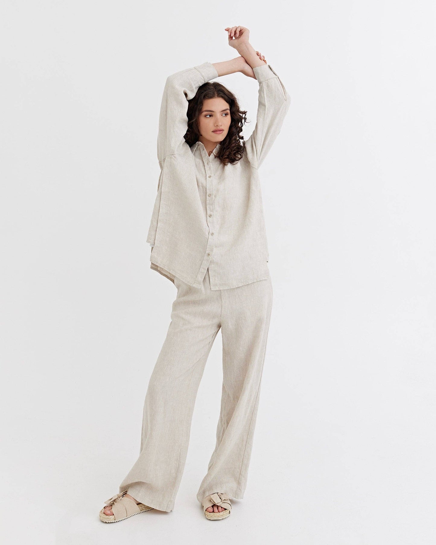 Long-Sleeve Linen Shirt ISLAY in Natural melange