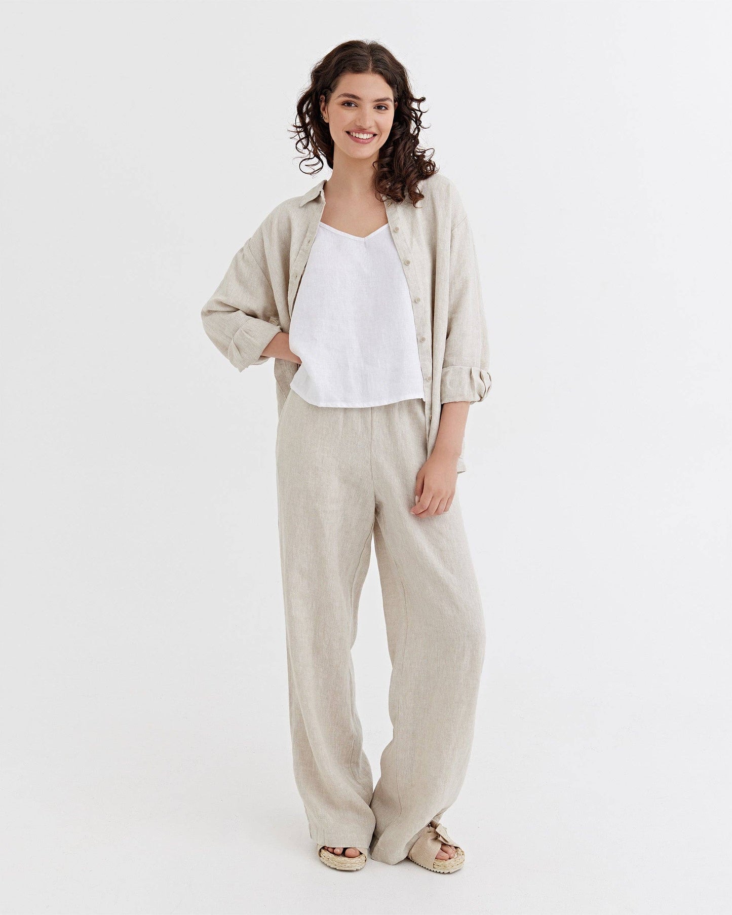 Long-Sleeve Linen Shirt ISLAY in Natural melange