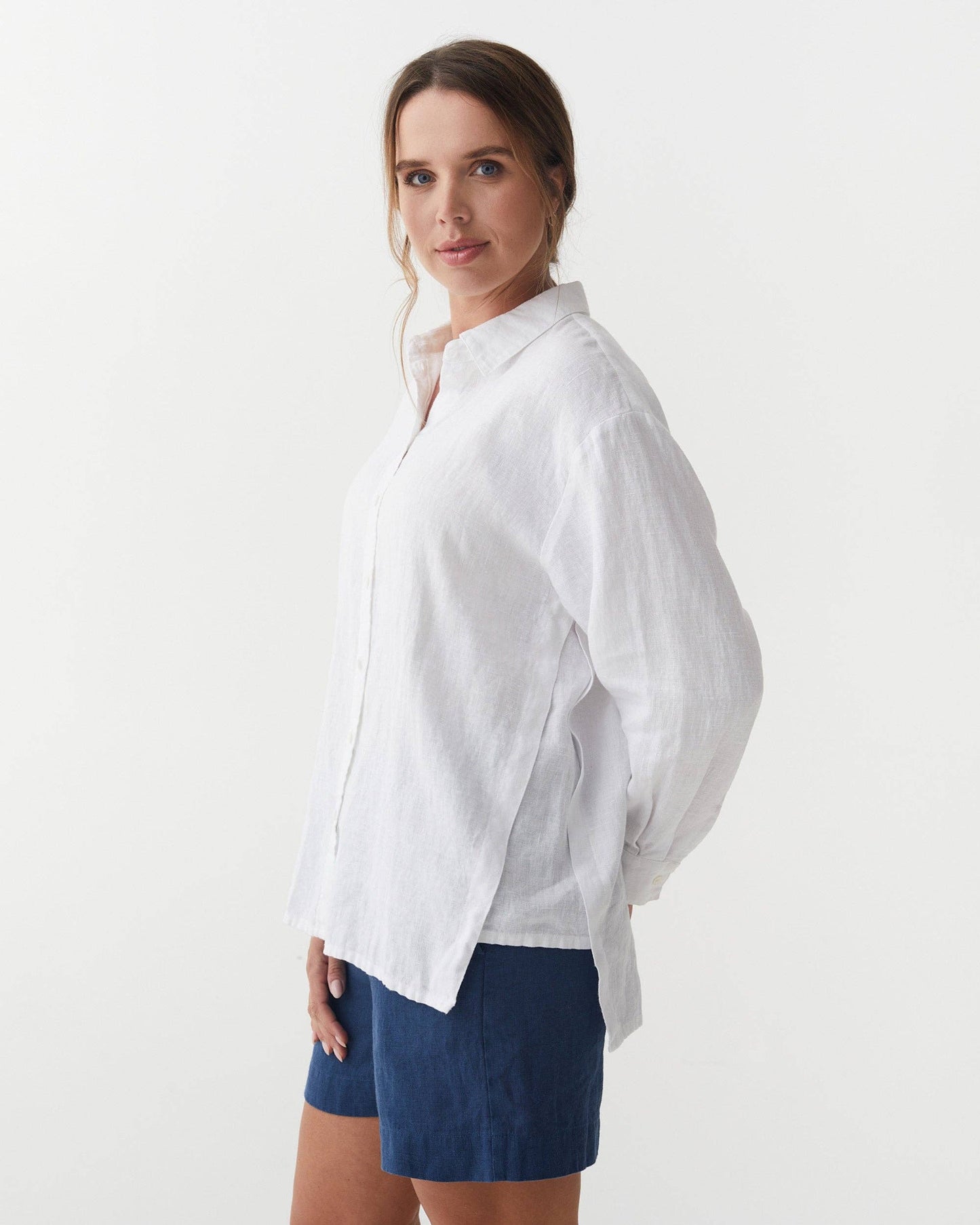Long-Sleeve Linen Shirt ISLAY in White