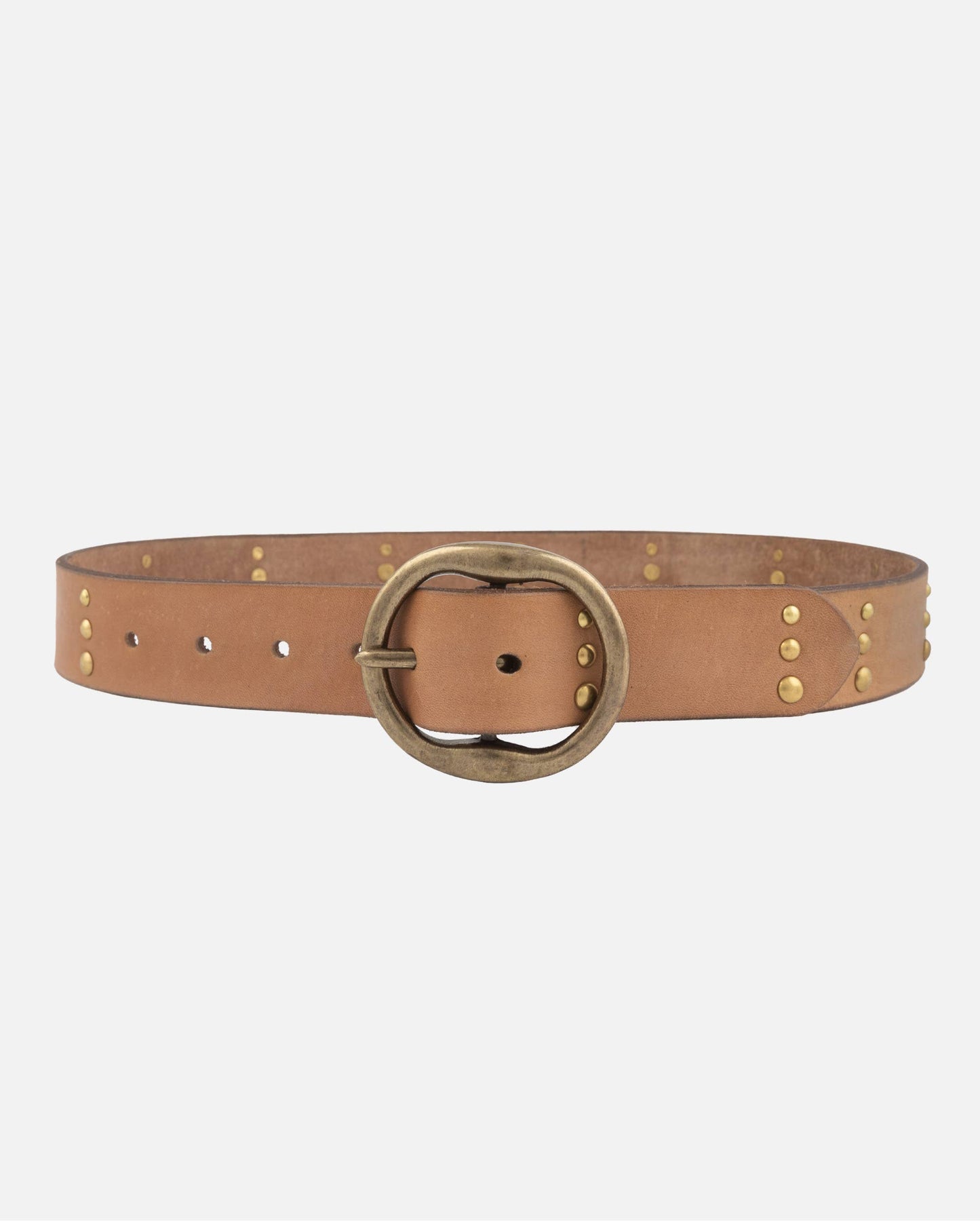 Dion | Round Buckle Leather Studded Belt