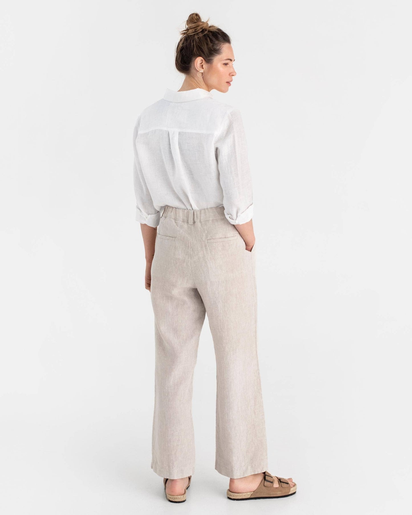 Wide leg linen pants ROME in Natural melange
