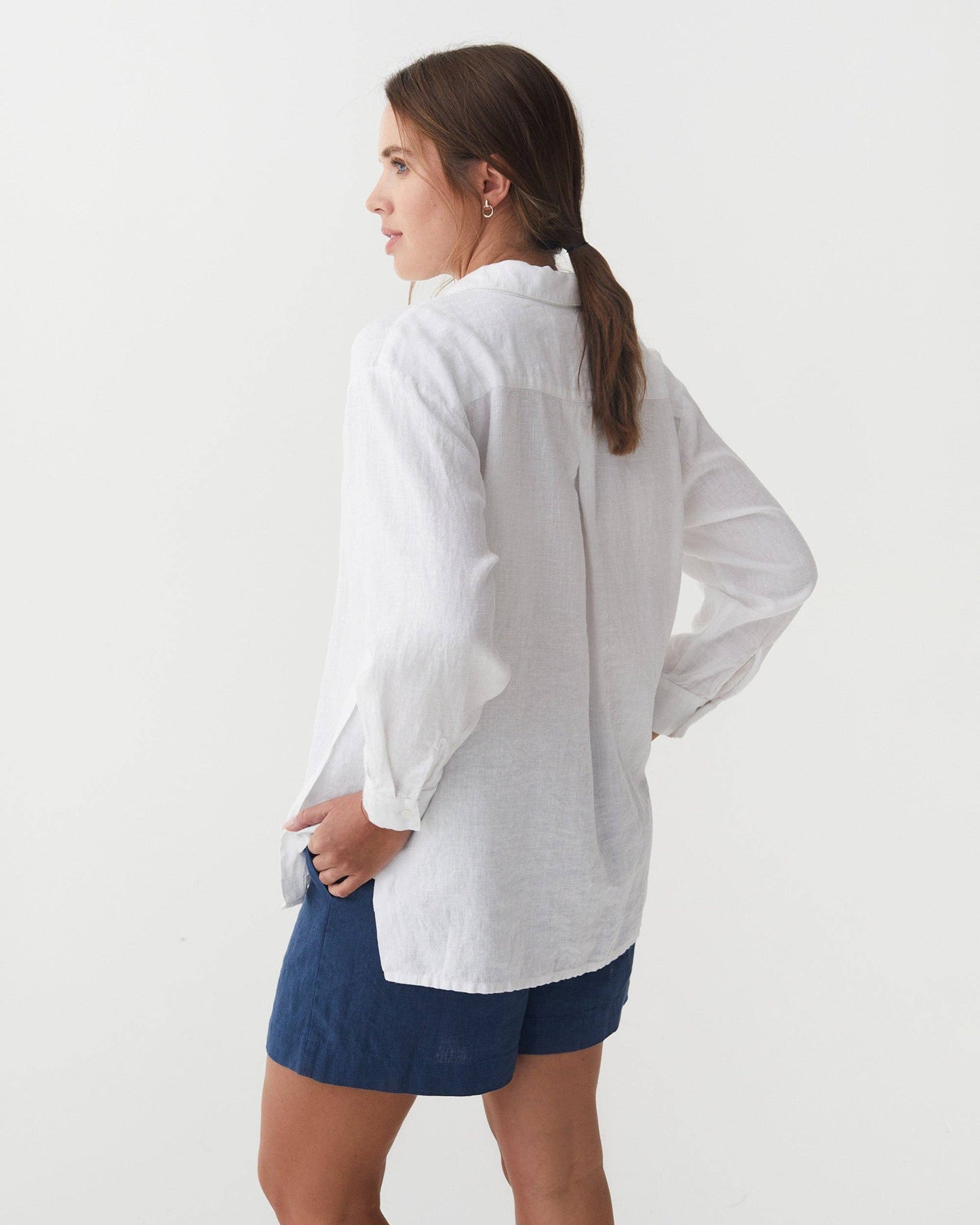 Long-Sleeve Linen Shirt ISLAY in White