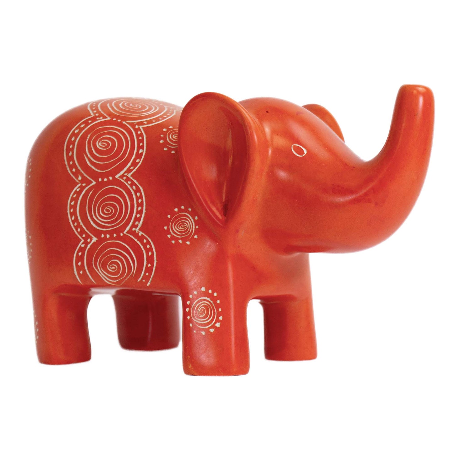 Extra Large Soapstone Elephant Sculpture - Orange