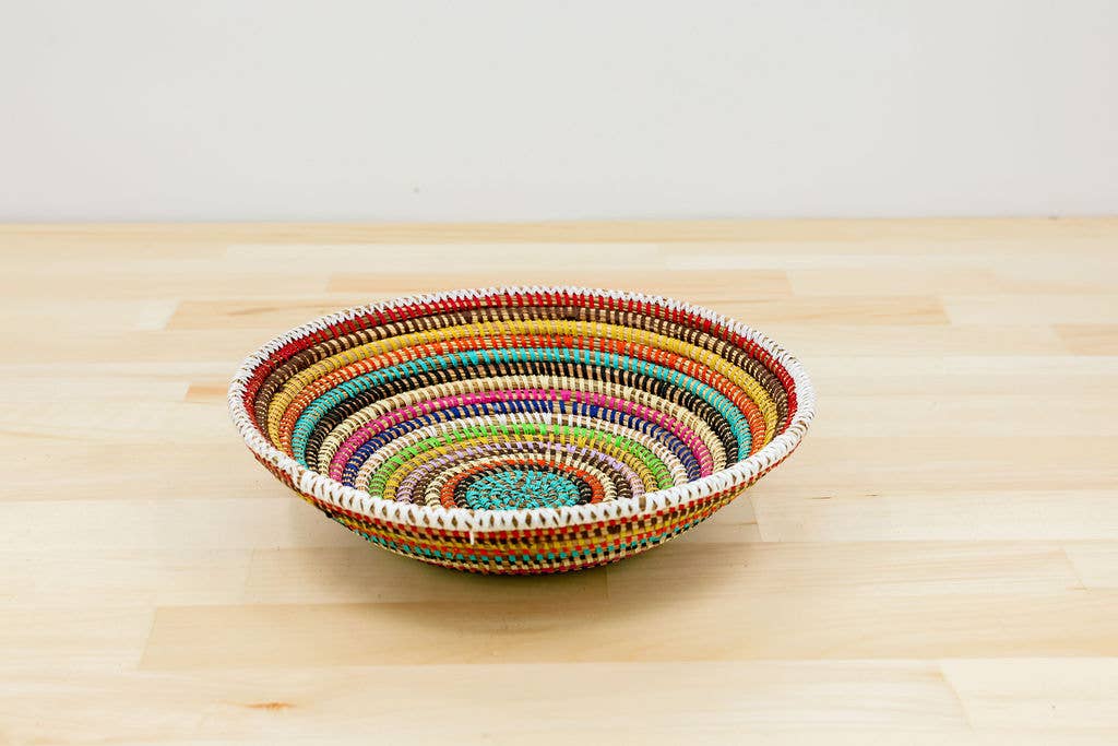 African Wall Basket / Bowl, sweet grass, multi-color