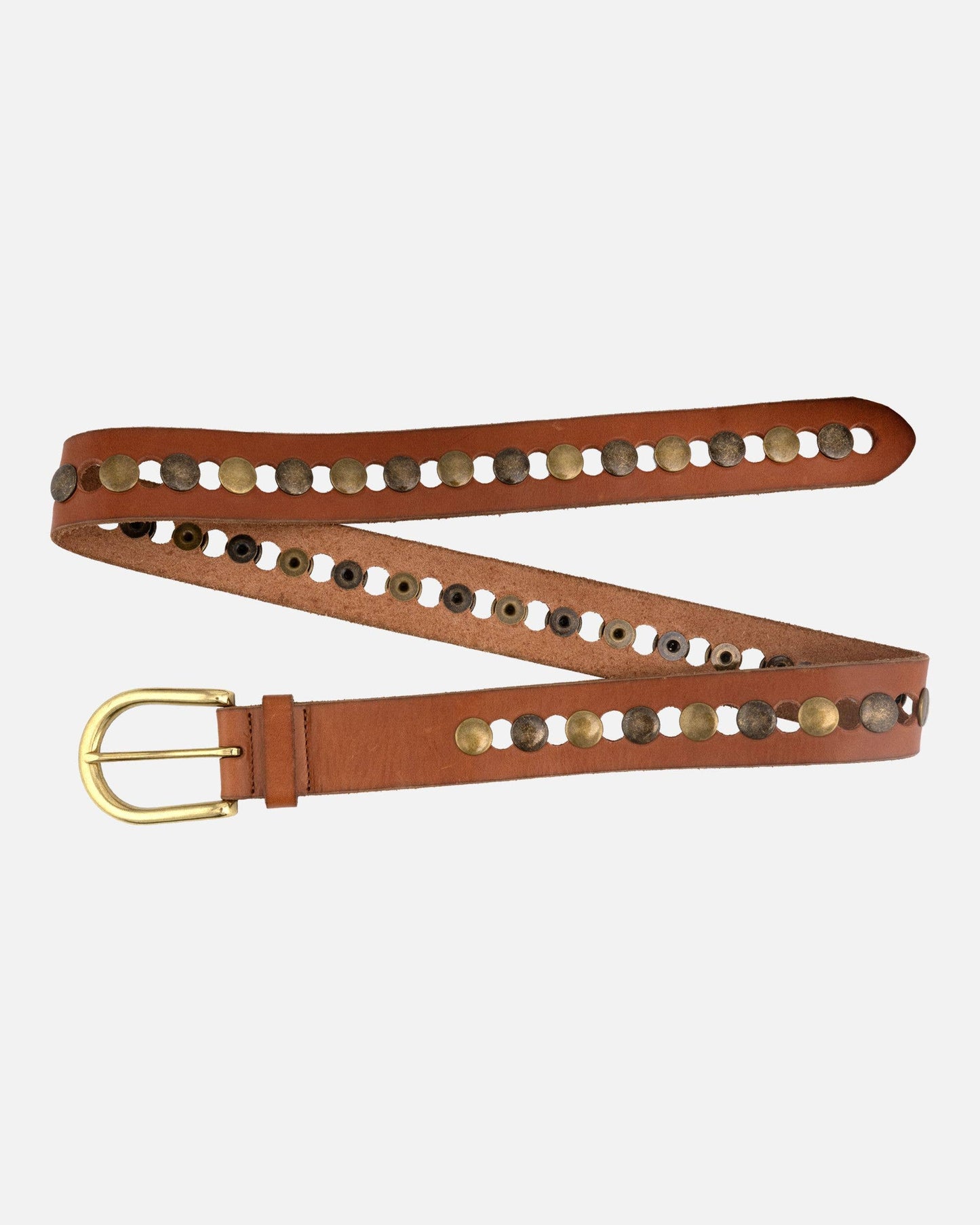 Jasmyn | All Over Gold Studded Full Grain Leather Belt Women