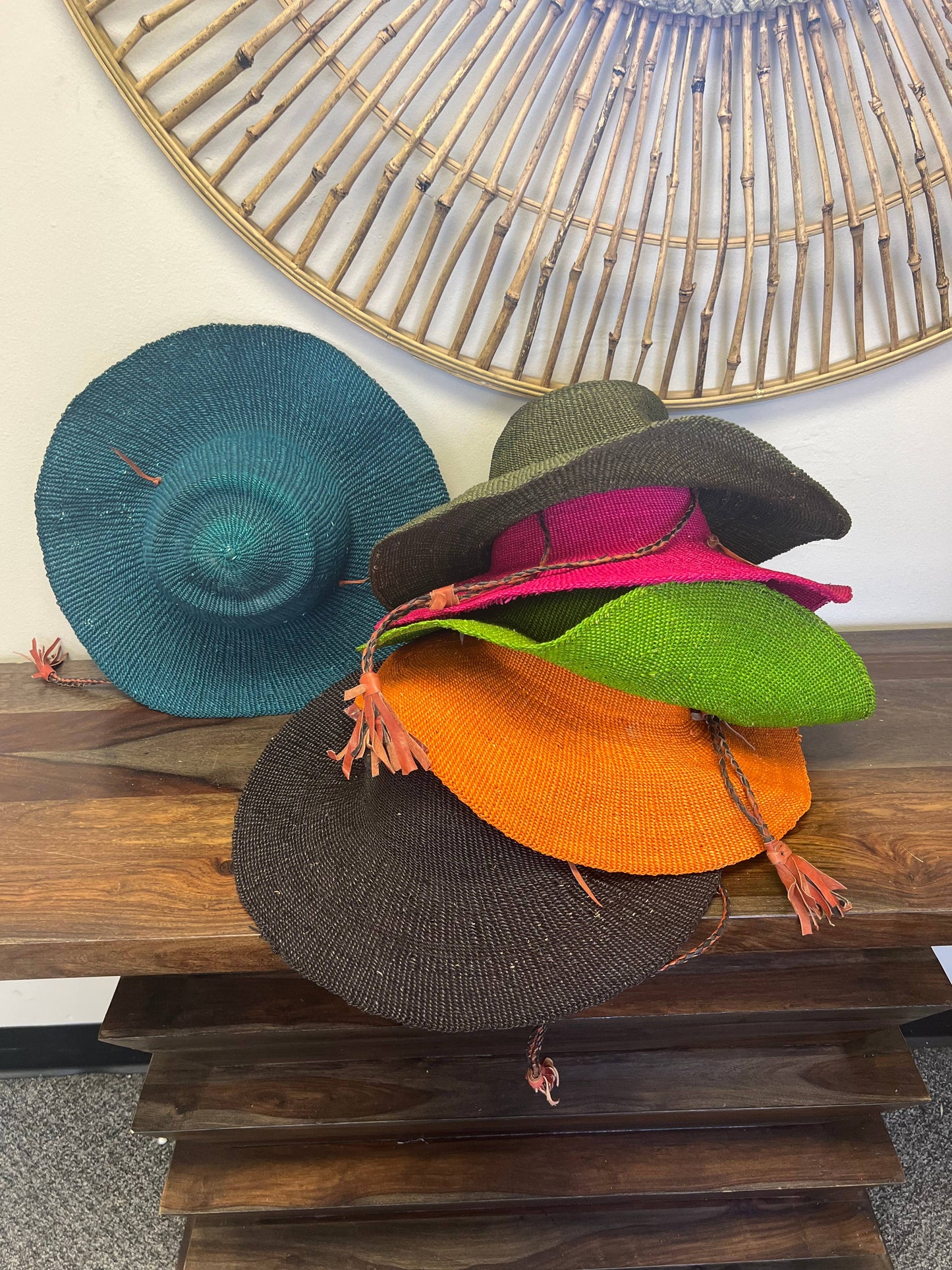 African Straw Sun Hat, Solid color