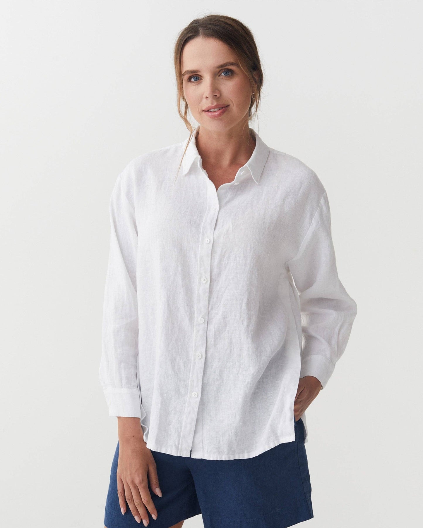 Long-Sleeve Linen Shirt ISLAY in White