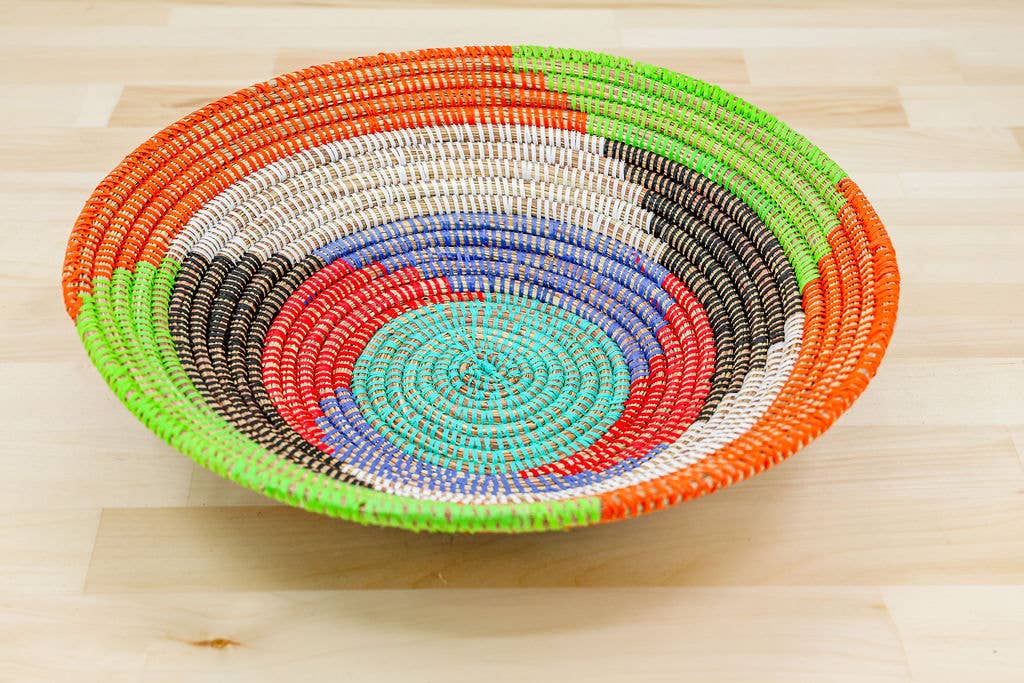 African Wall Basket / Bowl, sweet grass, multi-color