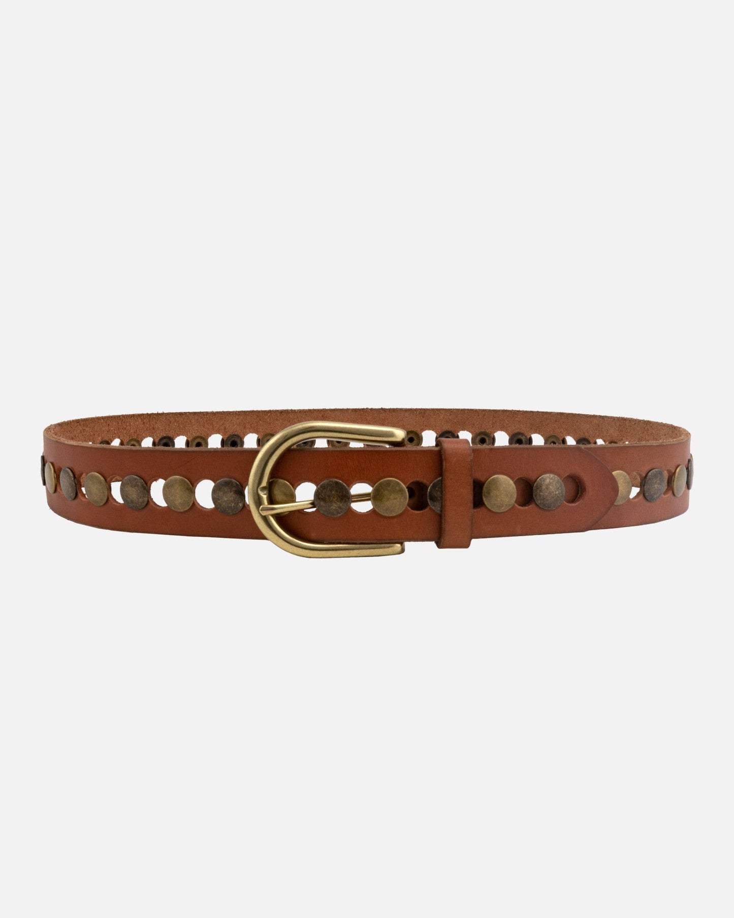 Jasmyn | All Over Gold Studded Full Grain Leather Belt Women