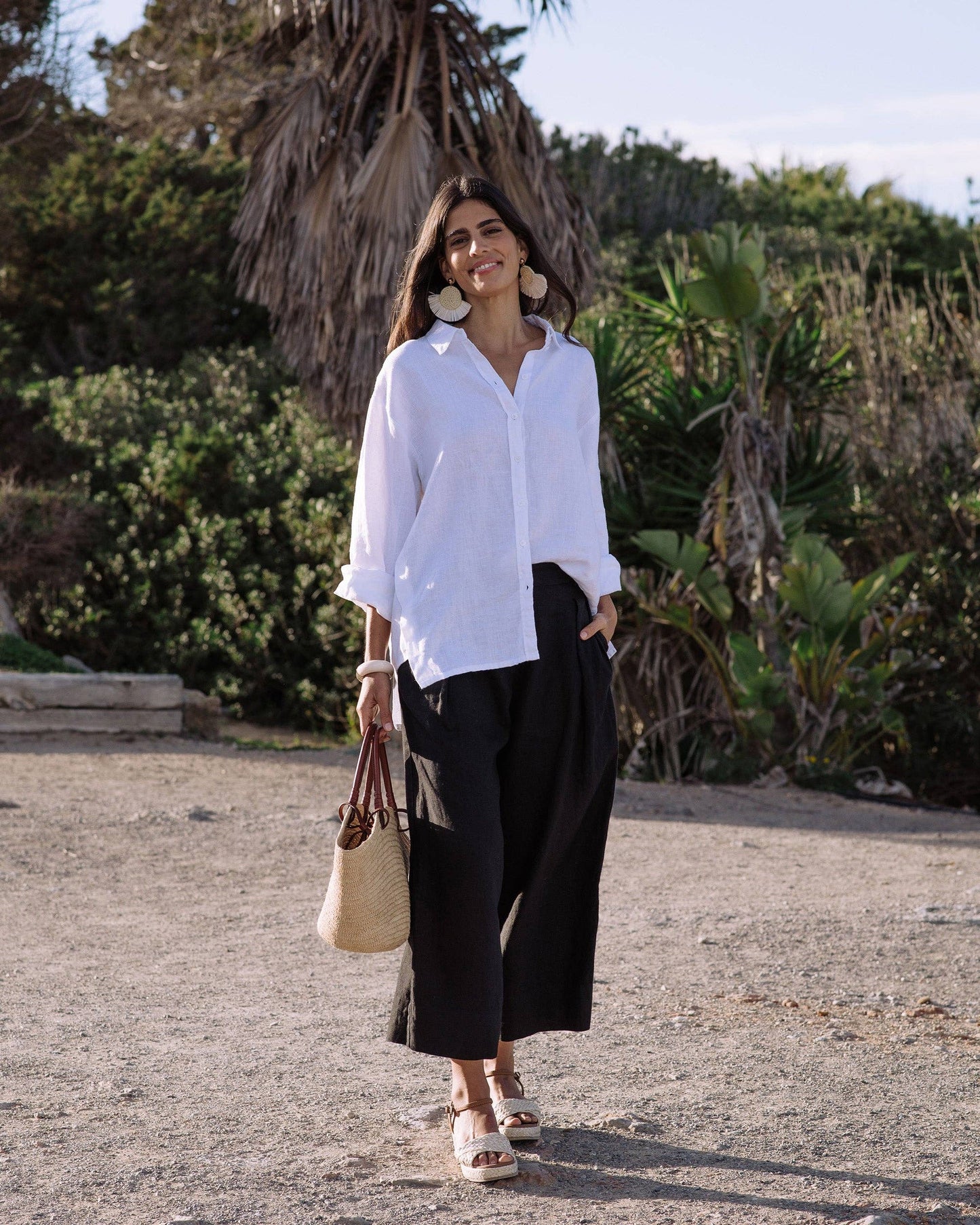 Long-Sleeve Linen Shirt ISLAY in White