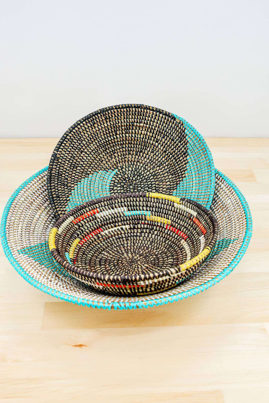 African Wall Basket / Bowl, sweet grass, multi-color