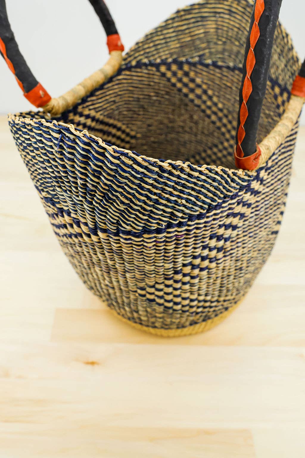 Tote Basket Bag, U-Shopper blue and natural