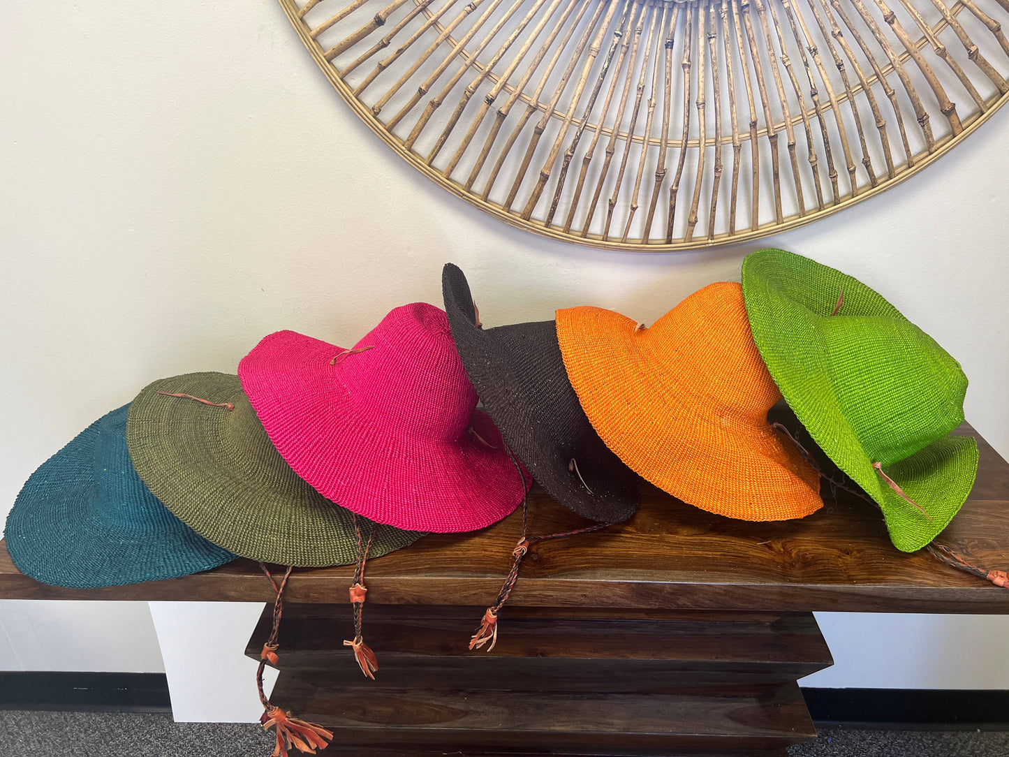 African Straw Sun Hat, Solid color