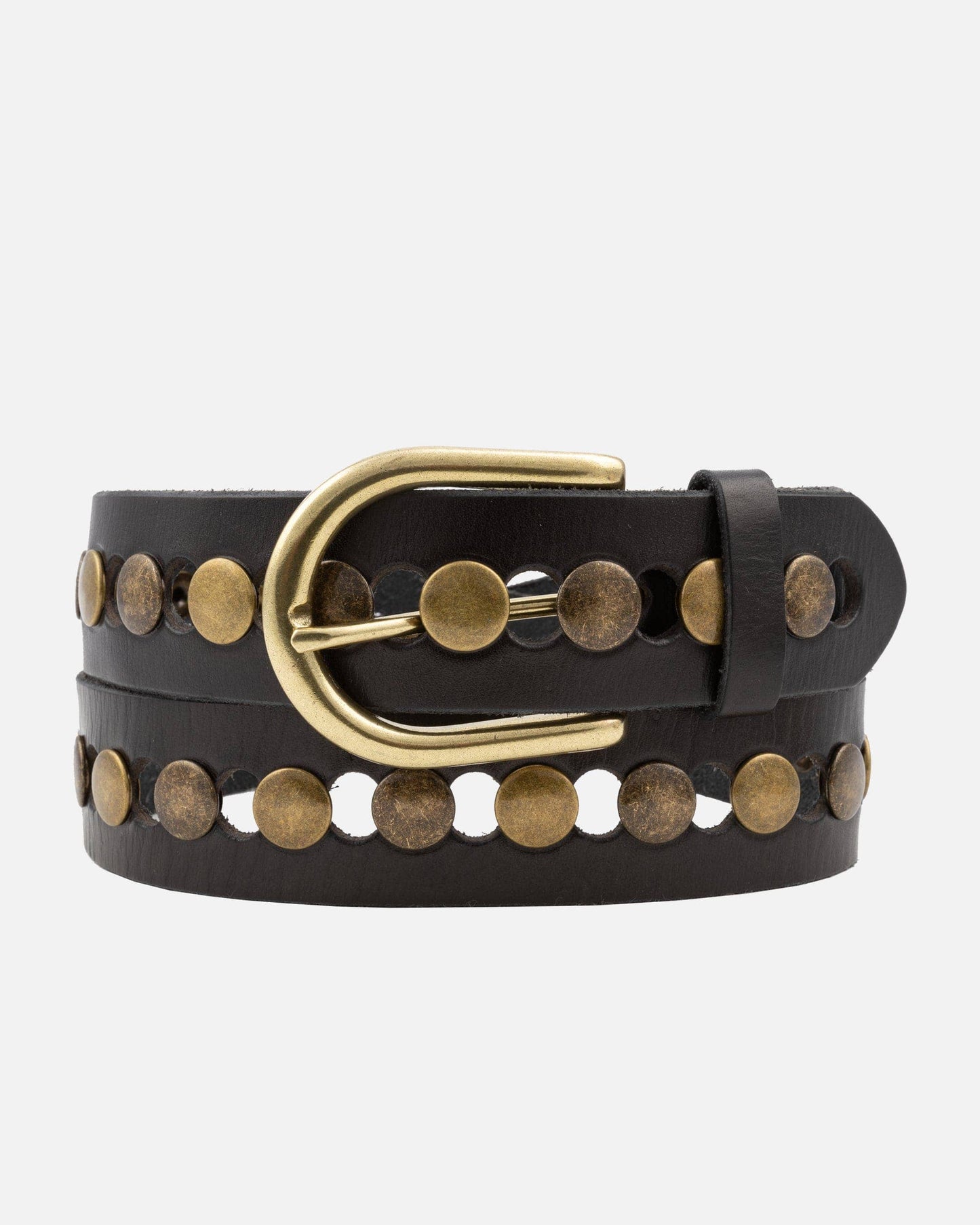 Jasmyn | All Over Gold Studded Full Grain Leather Belt Women