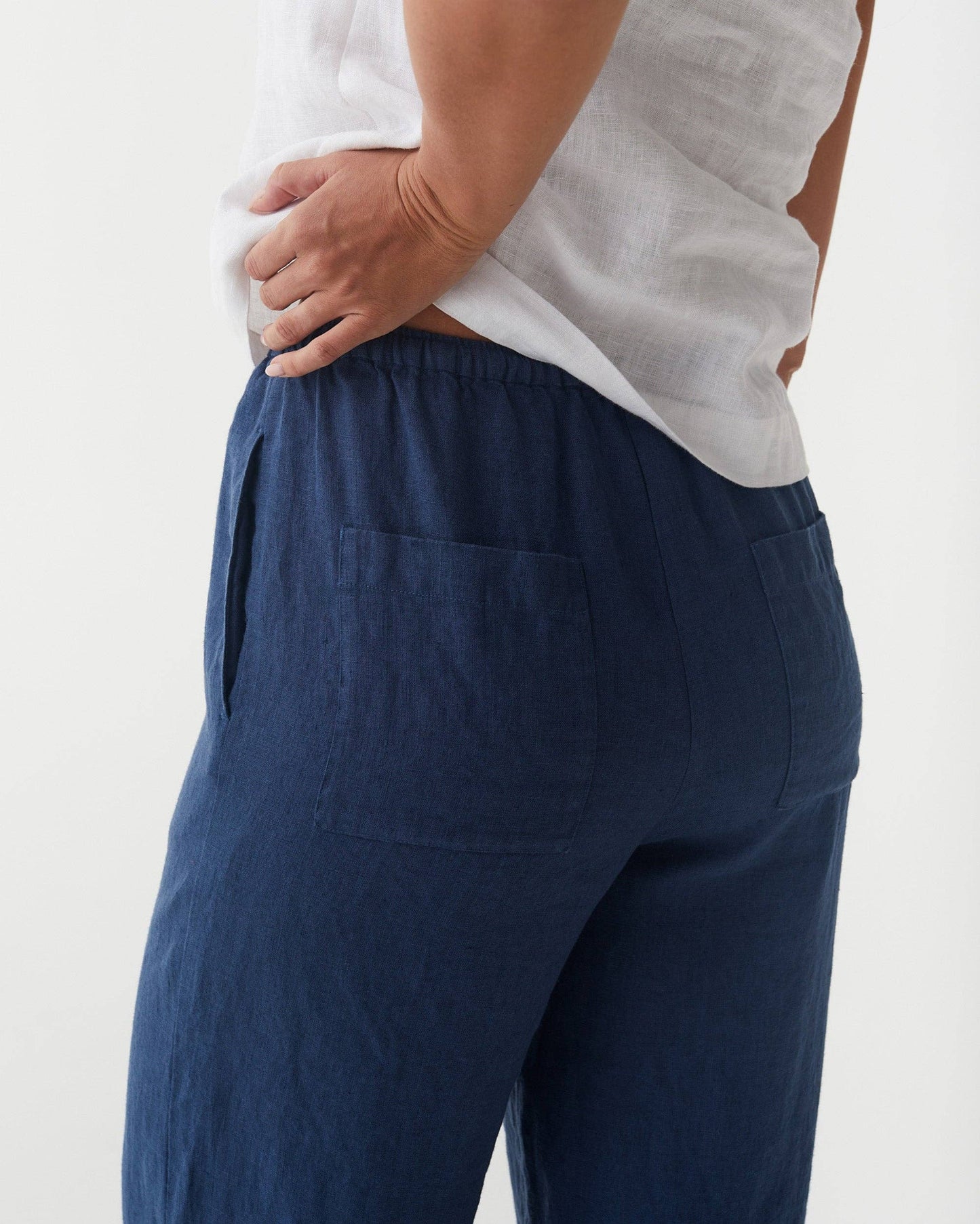 Linen Pants PEMBA in Deep navy blue