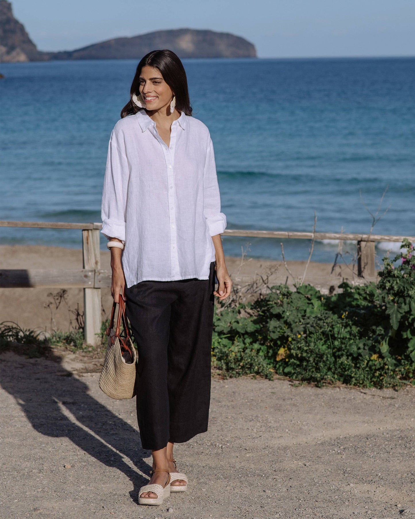 Long-Sleeve Linen Shirt ISLAY in White