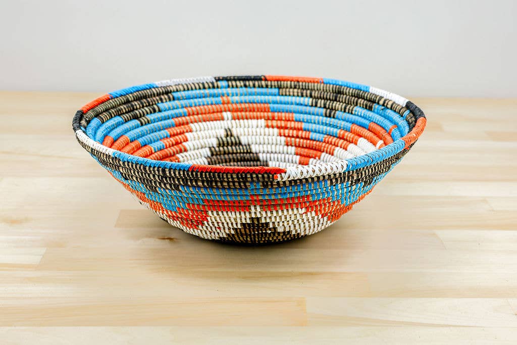 African Wall Basket / Bowl, sweet grass, multi-color