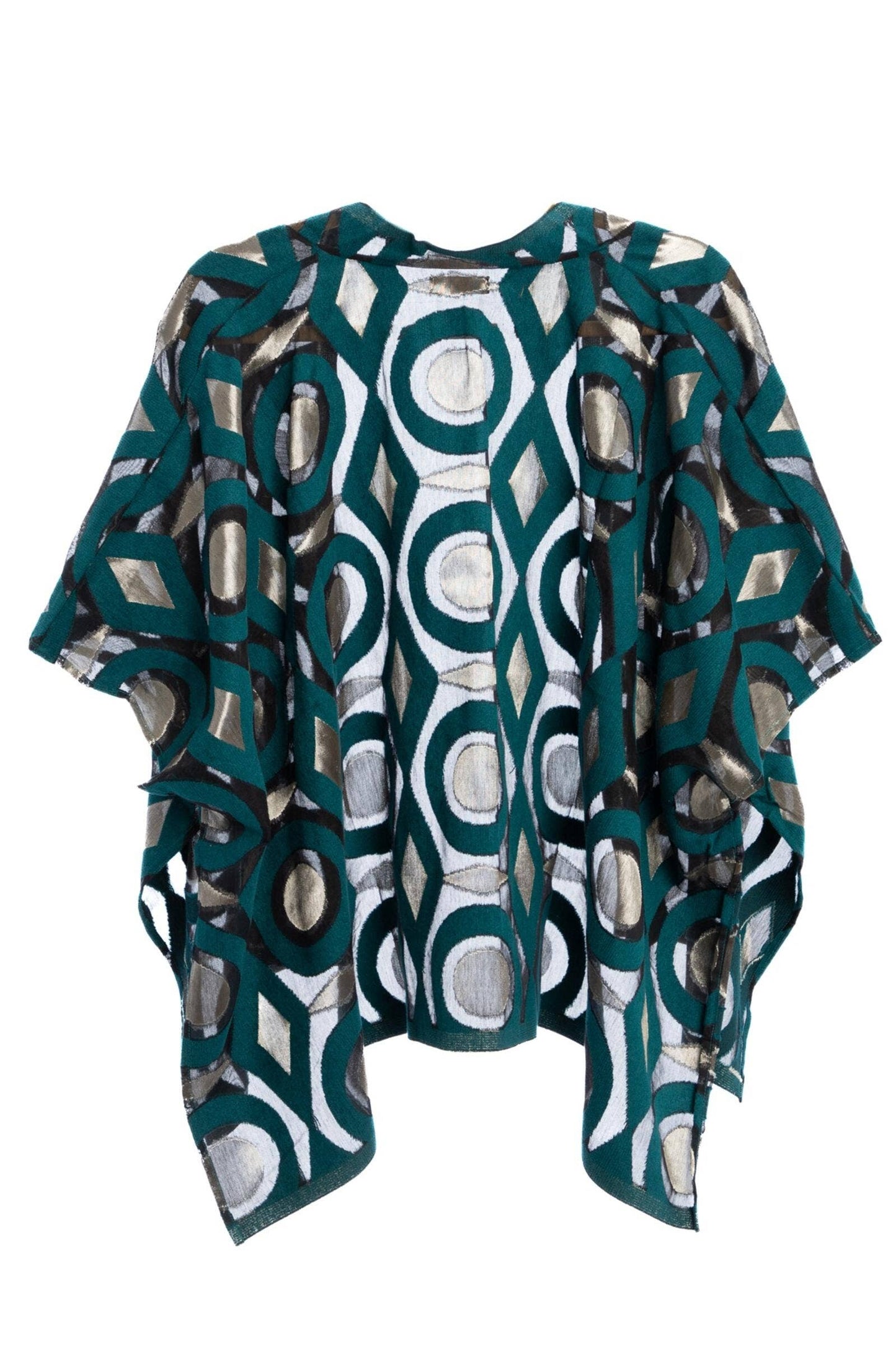 Geometric Cotton Short Open Poncho