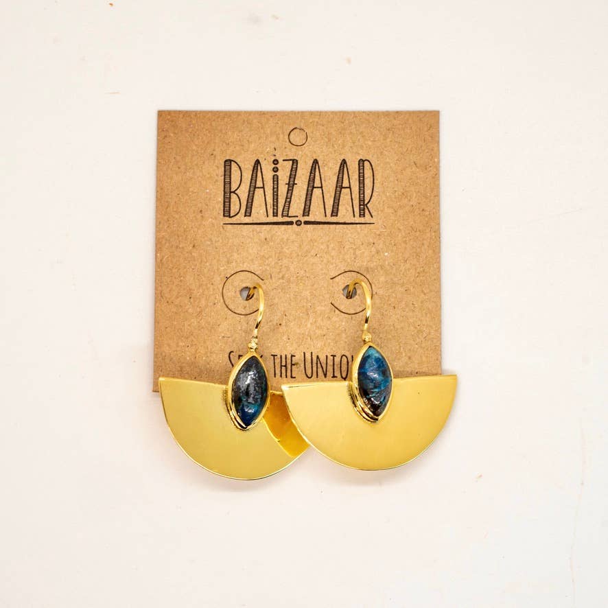 Brass Stone Shine Earring