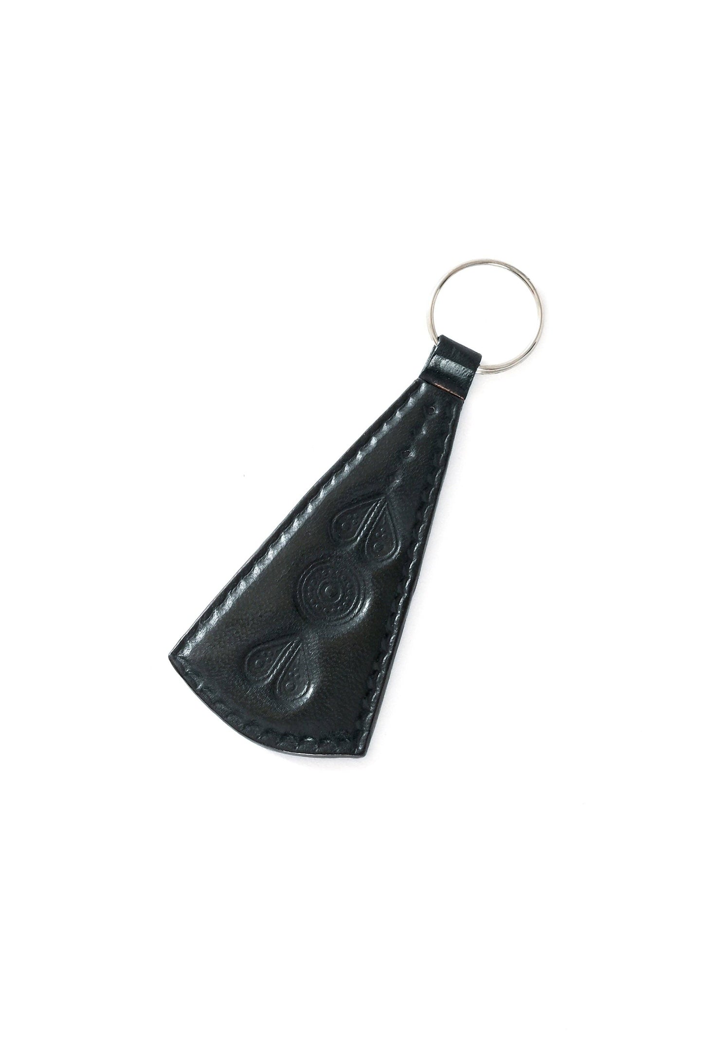 Black Stamped Leather Key Ring