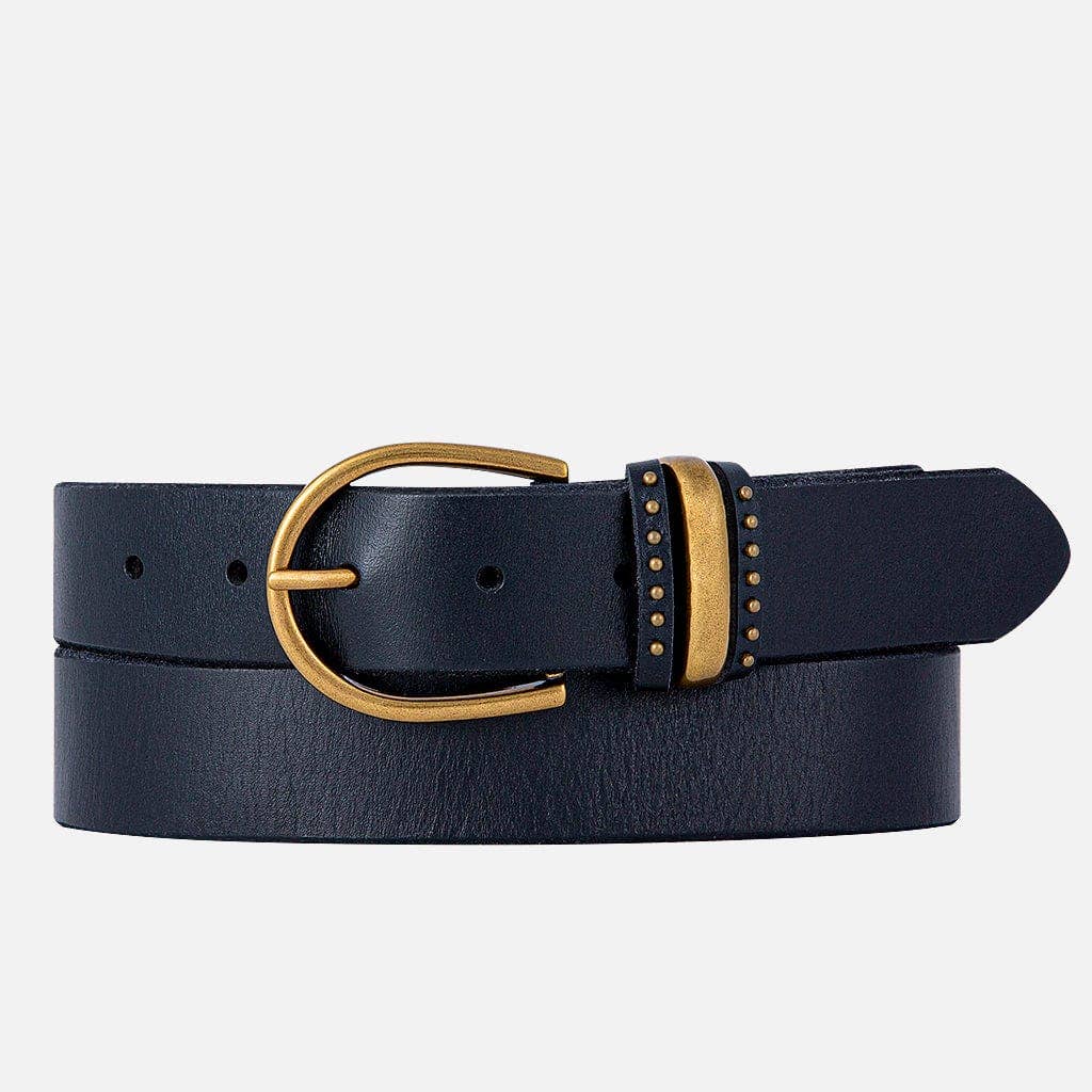 Norine | Gold Buckle Stud Full Grain Leather Belt Women