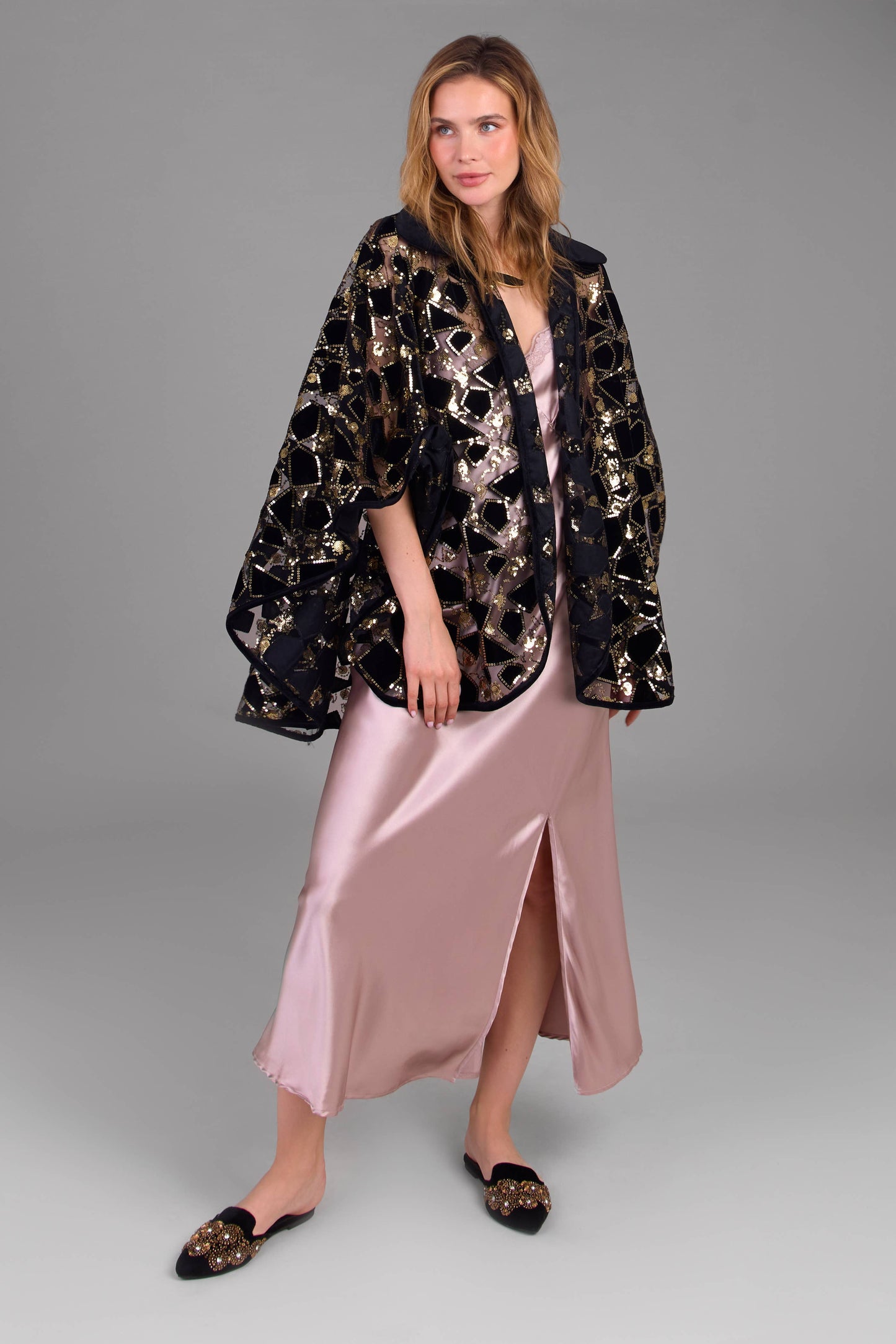 Velvet Winter Sequin Capelet