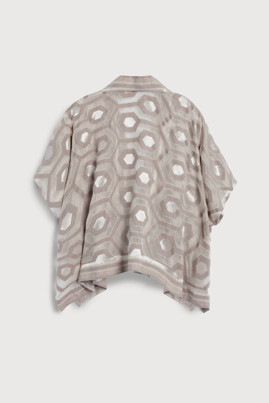 Geometric Cotton Short Open Poncho