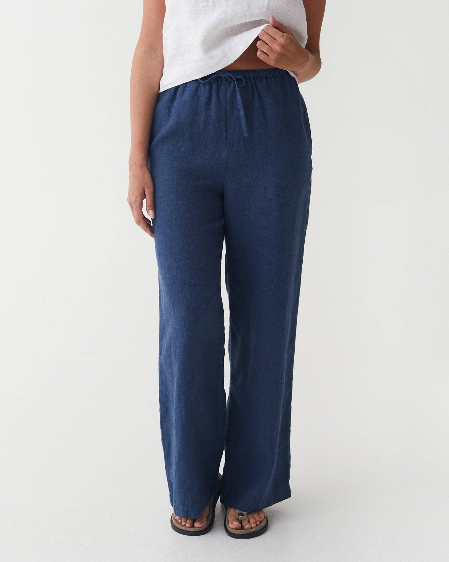 Linen Pants PEMBA in Deep navy blue