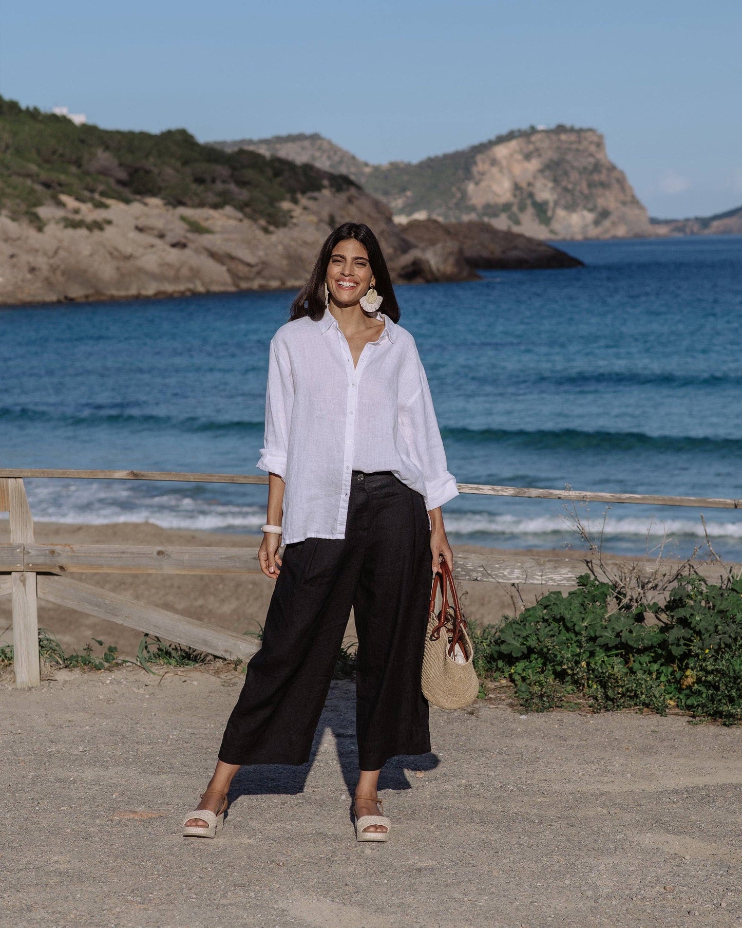 Long-Sleeve Linen Shirt ISLAY in White