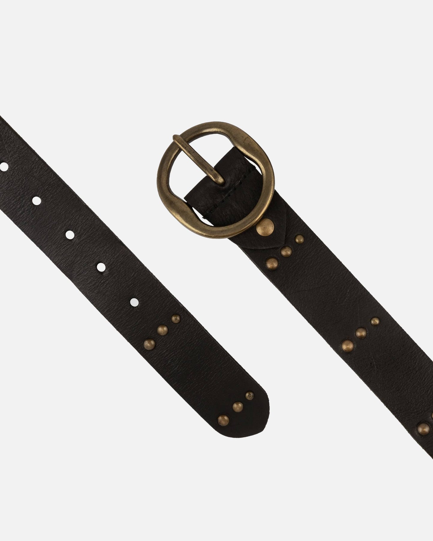 Dion | Round Buckle Leather Studded Belt