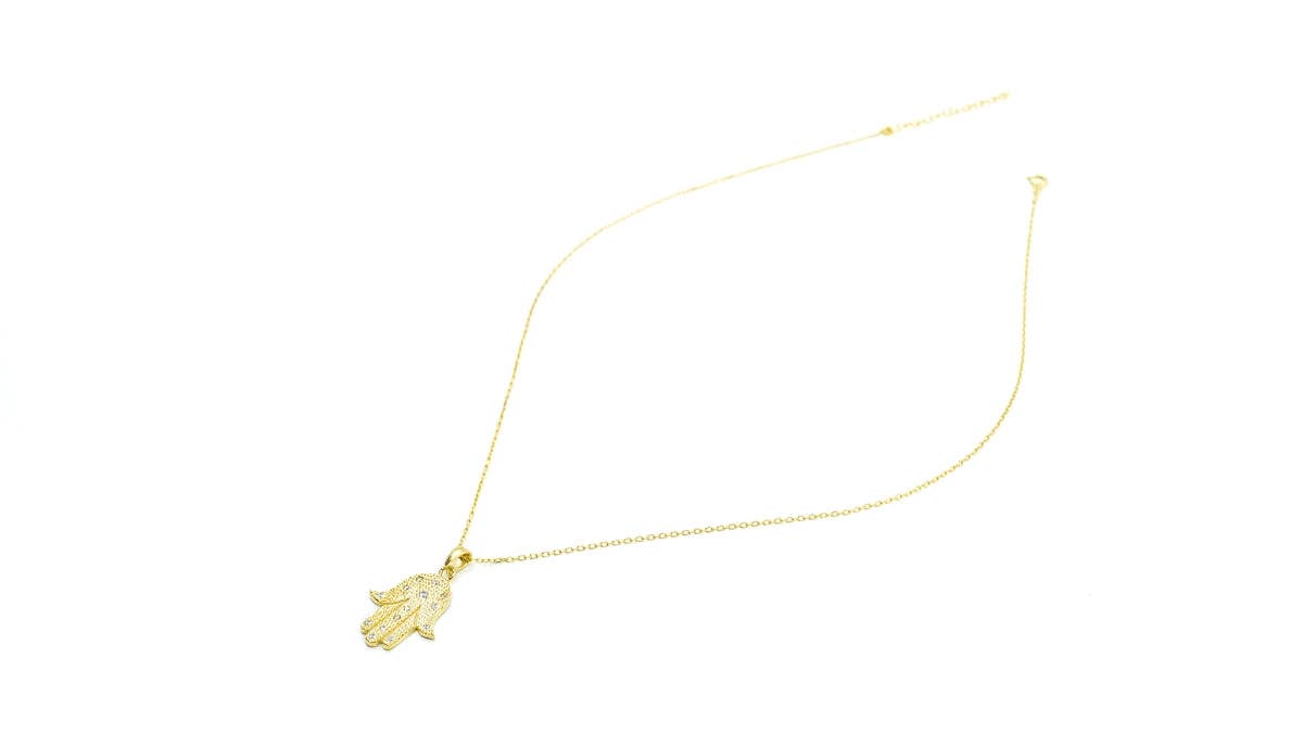 Sterling Silver Gold Hamsa Necklace