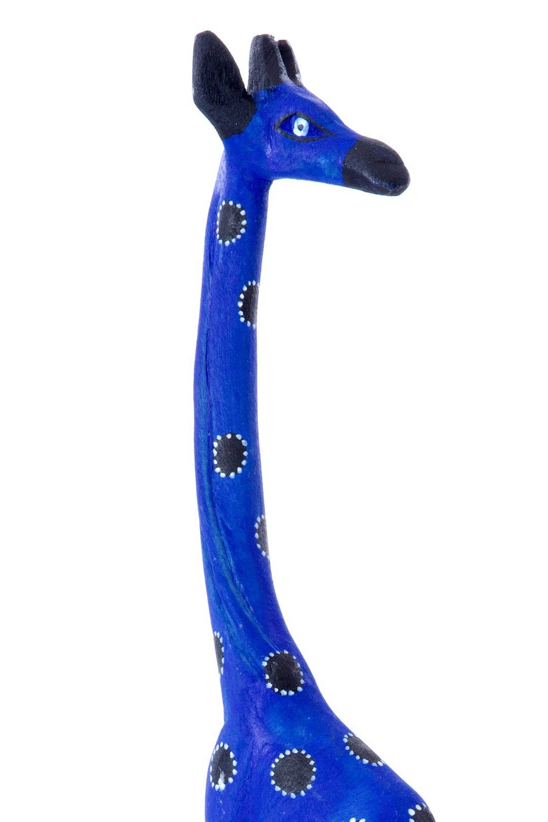 Cobalt Blue Jacaranda Wood Giraffe Sculpture