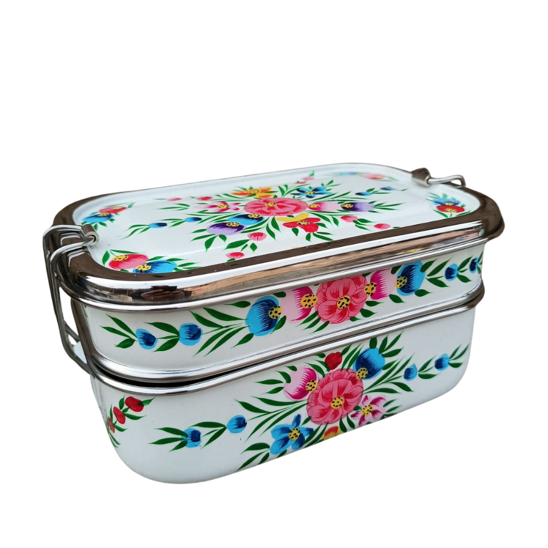 Tiffin-Style Lunchbox | Dark Blue Garland