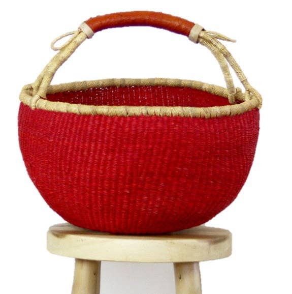 RED African Market Basket  Bolga Ghana Basket