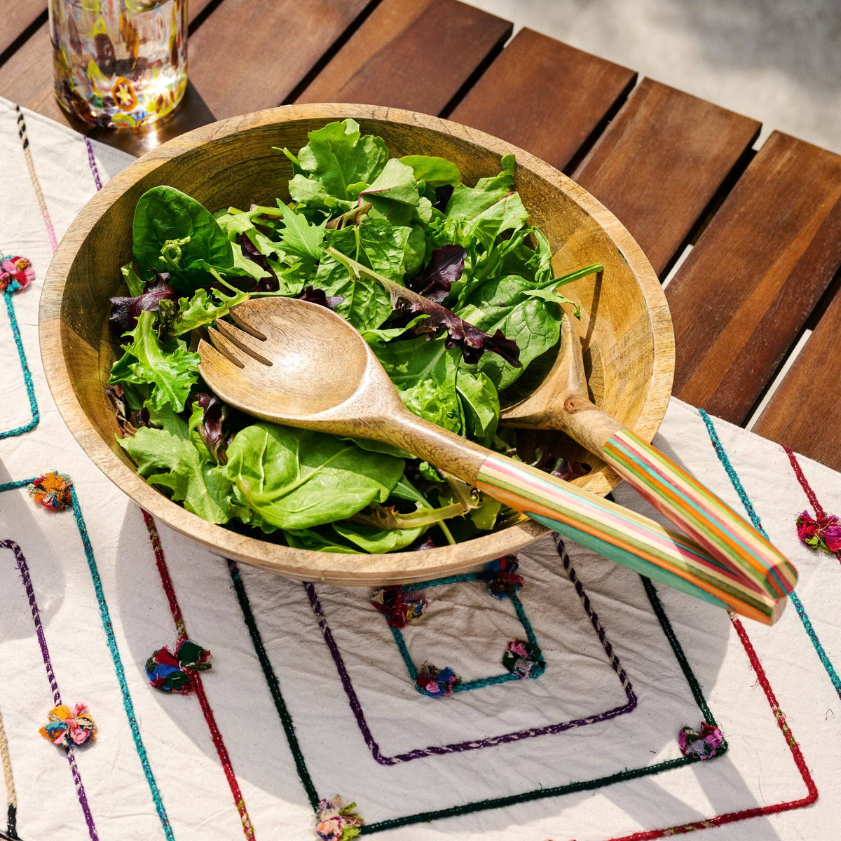 Striped Mango Wood Salad Servers *