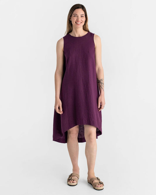 Royal TOSCANA linen dress in Royal purple