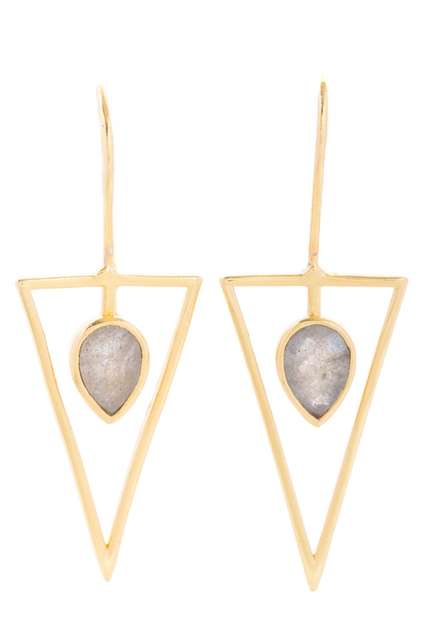 Triangle Open Frame Gemstone Earrings
