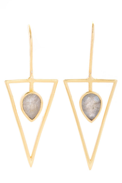 Triangle Open Frame Gemstone Earrings