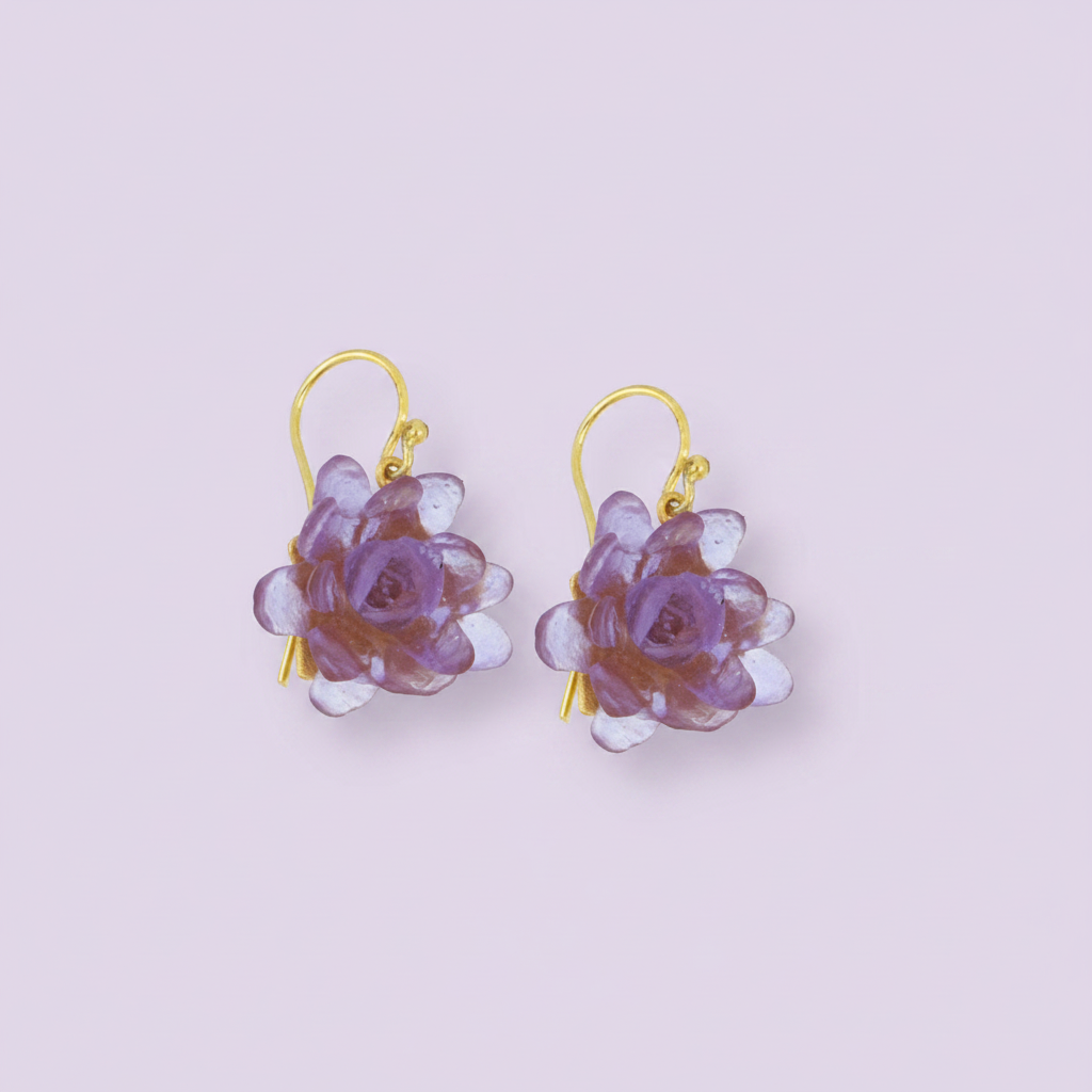 Water Lily Earrings in Bronze