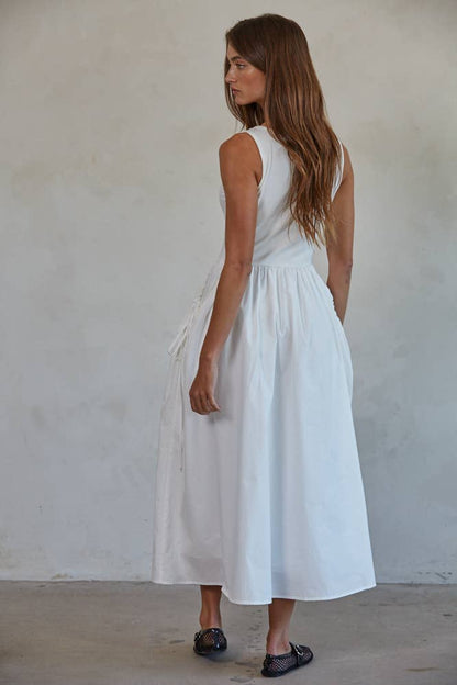Woven 100% Cotton Poplin Skirt Bodice Midi Dress