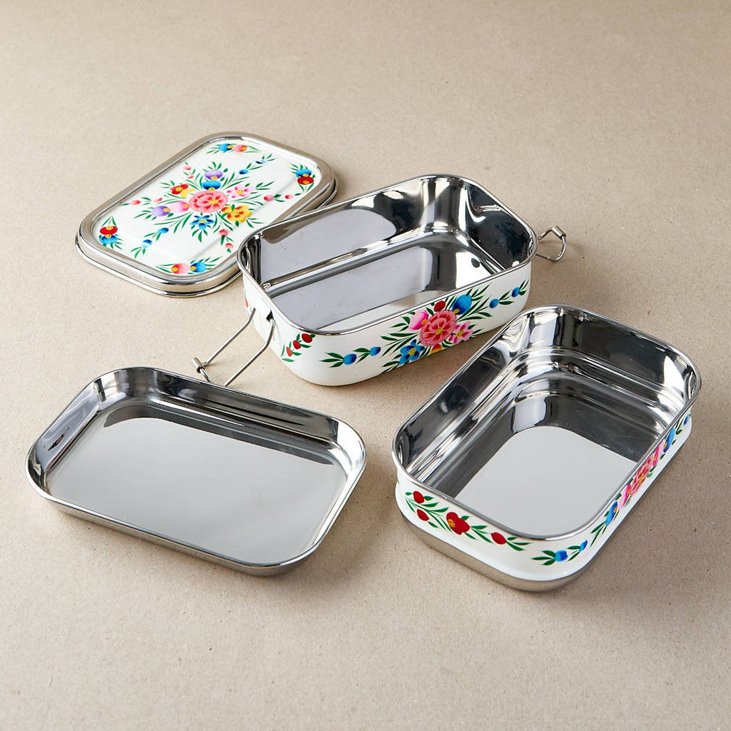 Tiffin-Style Lunchbox | White Garland