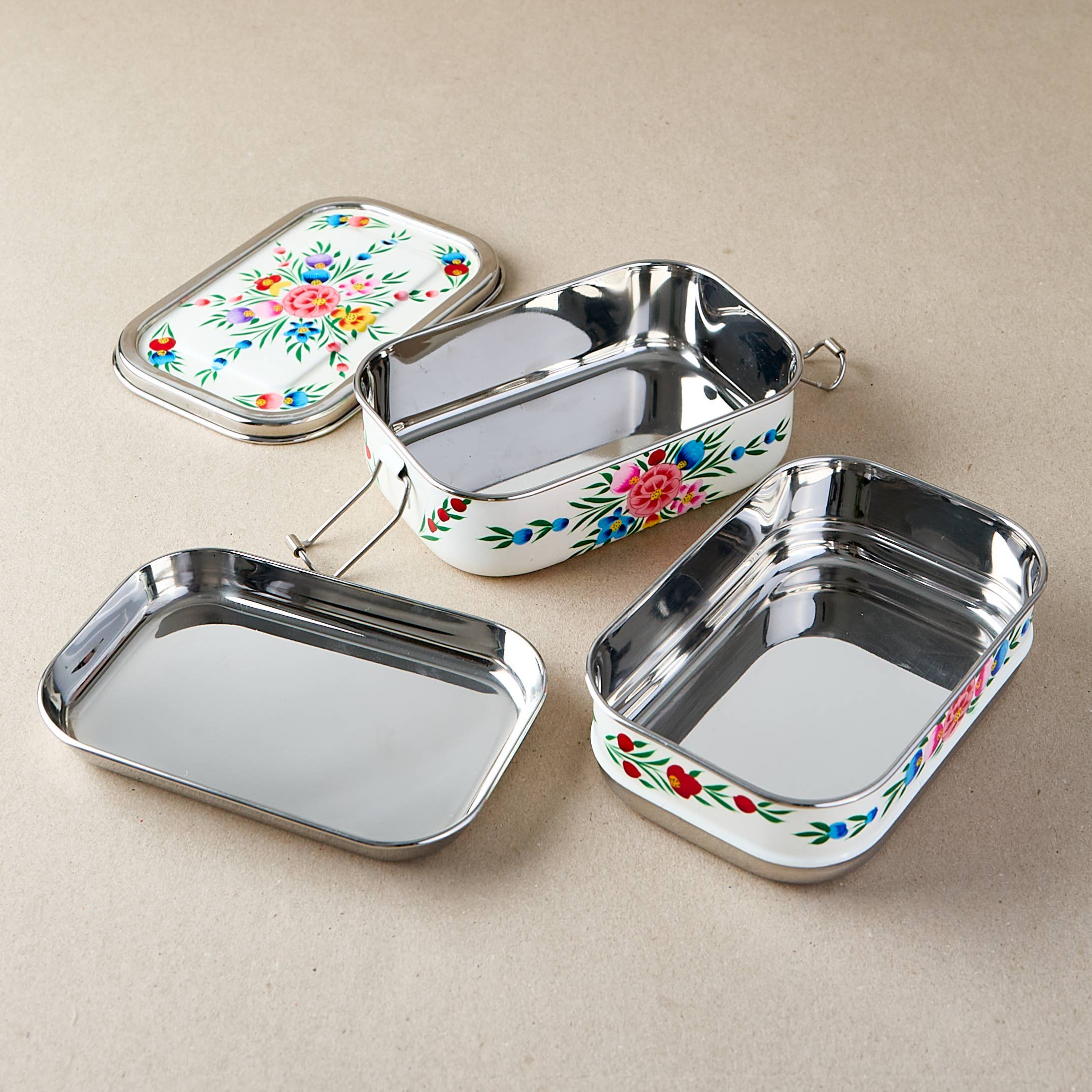 Tiffin-Style Lunchbox | White Garland
