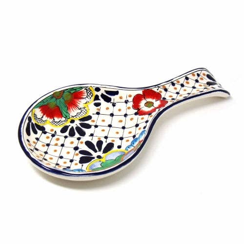Encantada Handmade Pottery Spoon Rest, Navy