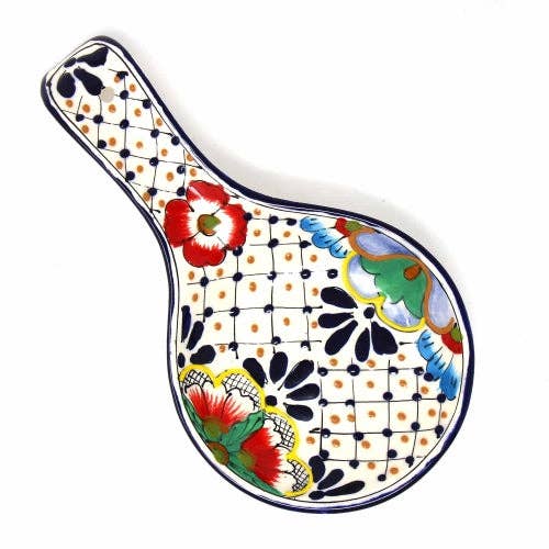 Encantada Handmade Pottery Spoon Rest, Navy