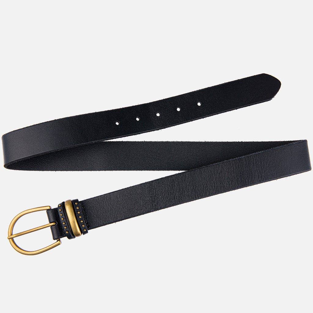 Norine | Gold Buckle Stud Full Grain Leather Belt Women