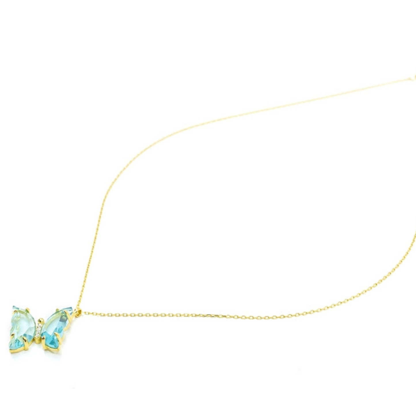 Butterfly Ocean Blue Sterling Silver Necklace